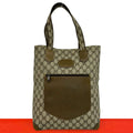 Gucci Vintage GG Pattern Leather Tote Brown