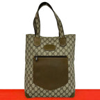 Gucci Vintage GG Pattern Leather Tote Brown