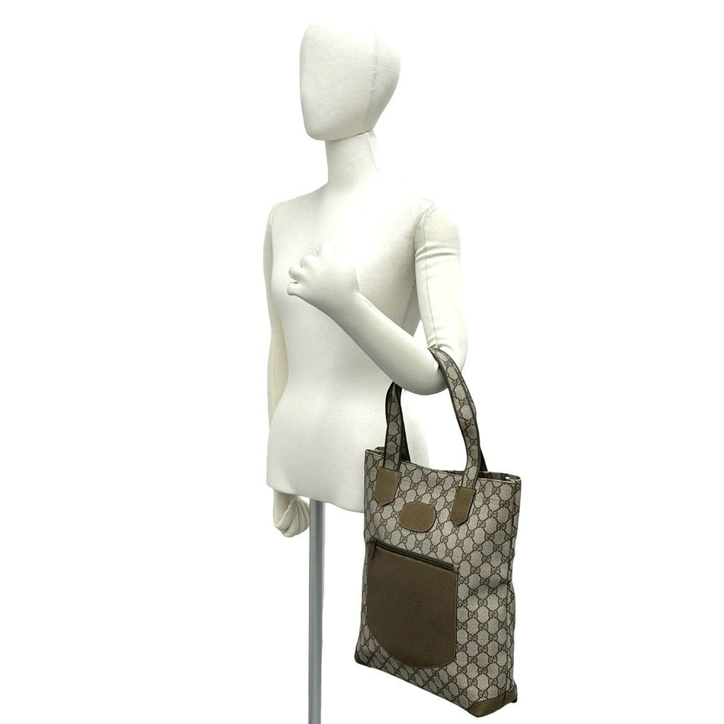 Gucci Vintage GG Pattern Leather Tote Brown — view 2