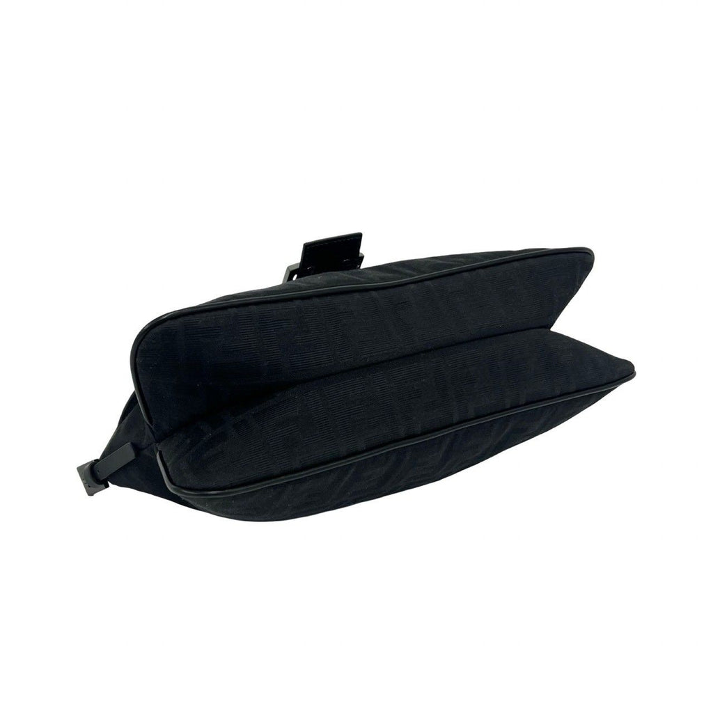 Fendi FF Zucca Pattern Canvas Leather Shoulder Bag Black — view 7
