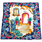 Fendi Scarf Large Silk Logo Floral Pattern Multicolor