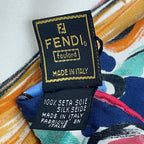 Fendi Scarf Large Silk Logo Floral Pattern Multicolor — view 9