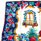 Fendi Scarf Large Silk Logo Floral Pattern Multicolor — view 2