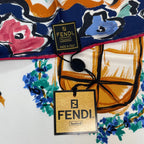 Fendi Scarf Large Silk Logo Floral Pattern Multicolor — view 7