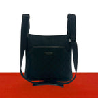 Gucci GG Logo Pattern Canvas Leather Shoulder Bag Crossbody Pochette Cross Navy
