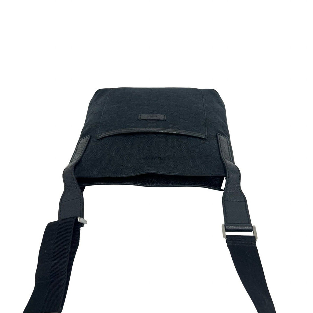 Gucci GG Logo Pattern Canvas Leather Shoulder Bag Crossbody Pochette Cross Navy — view 4