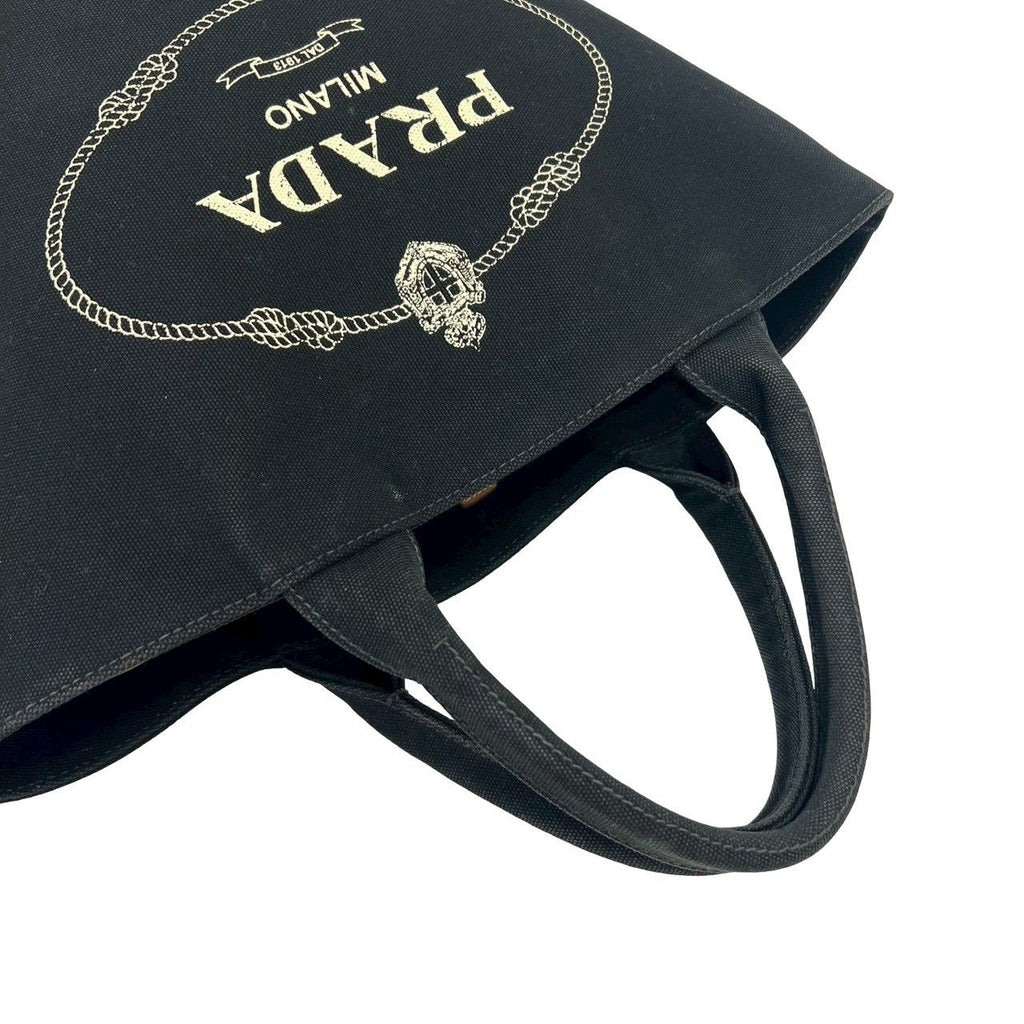 Prada Canapa Logo Canvas 2-Way Tote Shoulder Bag Bucket Black — view 4