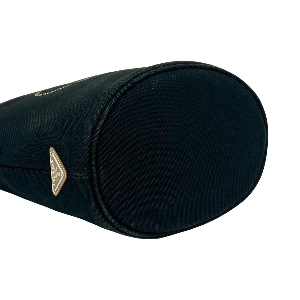 Prada Canapa Logo Canvas 2-Way Tote Shoulder Bag Bucket Black — view 7