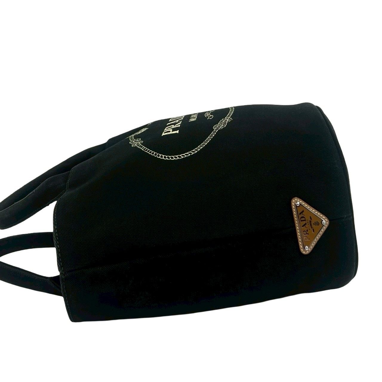 Prada Canapa Logo Canvas 2-Way Tote Shoulder Bag Bucket Black — view 5