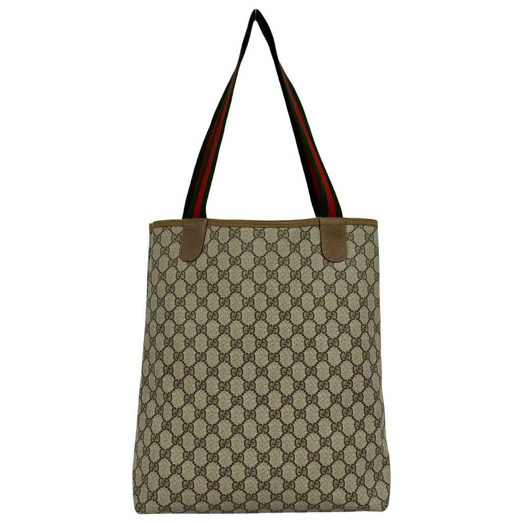Gucci Vintage Sherry Line GG Logo Leather Tote Brown — view 3