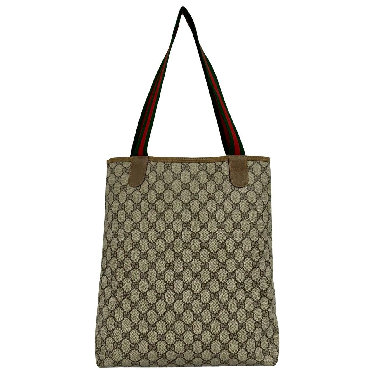 Gucci Vintage Sherry Line GG Logo Leather Tote Brown — view 3