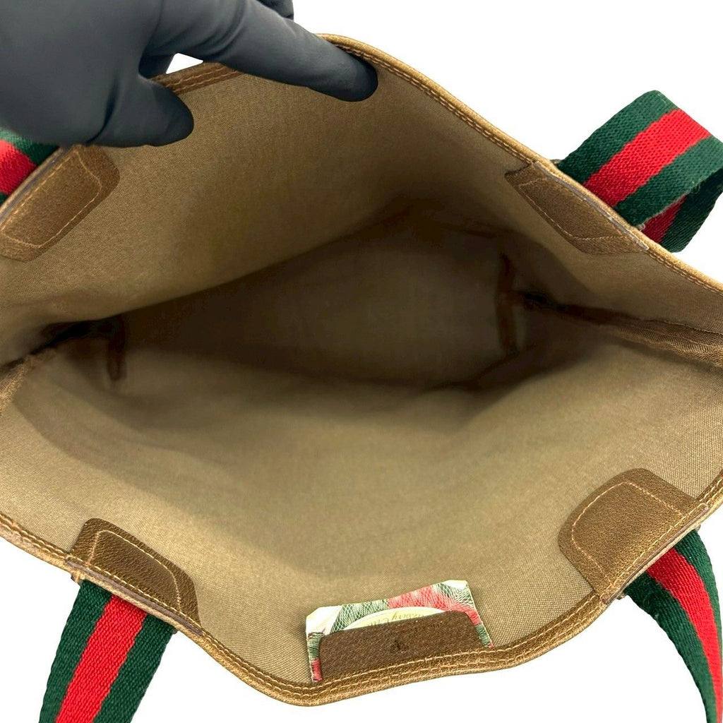Gucci Vintage Sherry Line GG Logo Leather Tote Brown — view 9