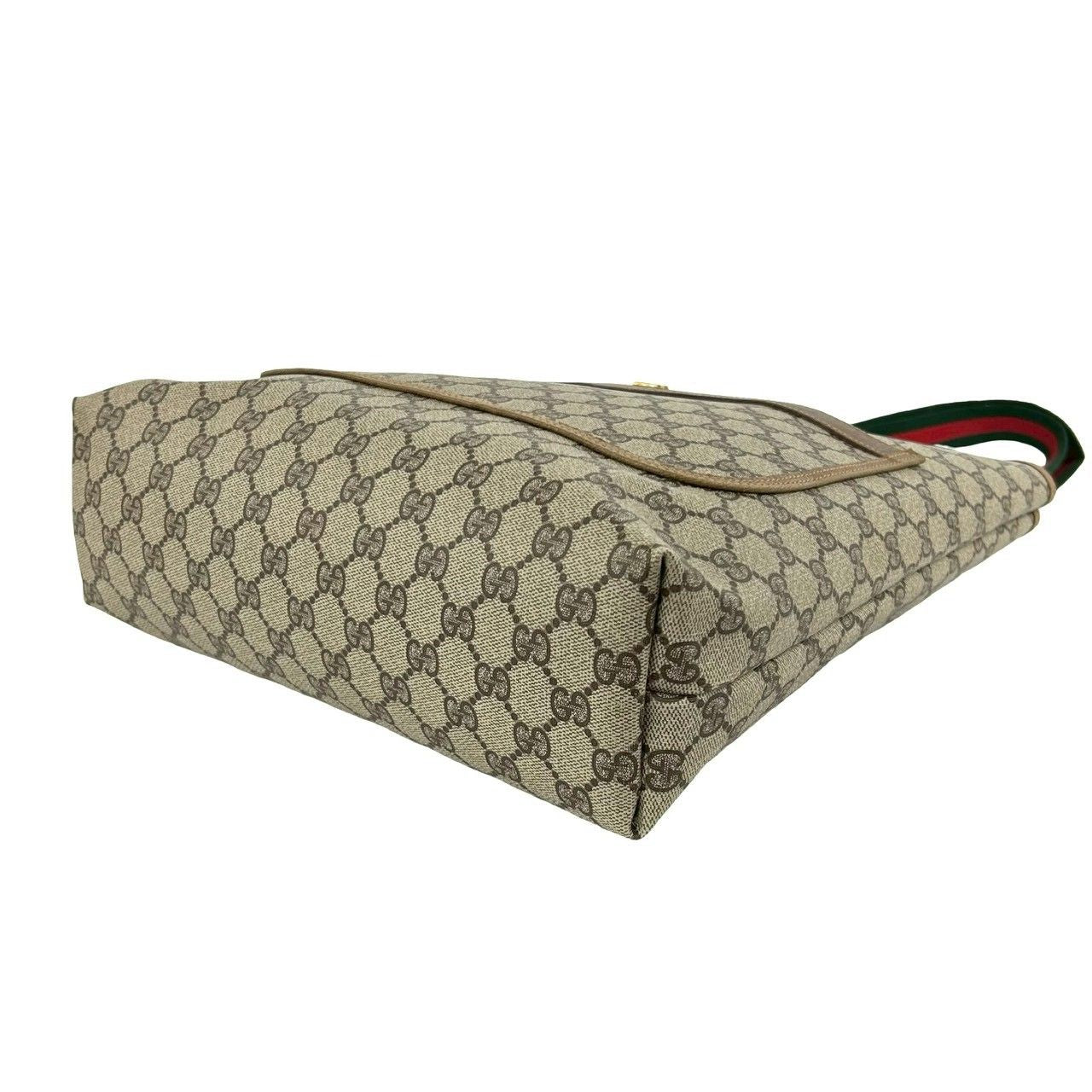 Gucci Vintage Sherry Line GG Logo Leather Tote Brown — view 8