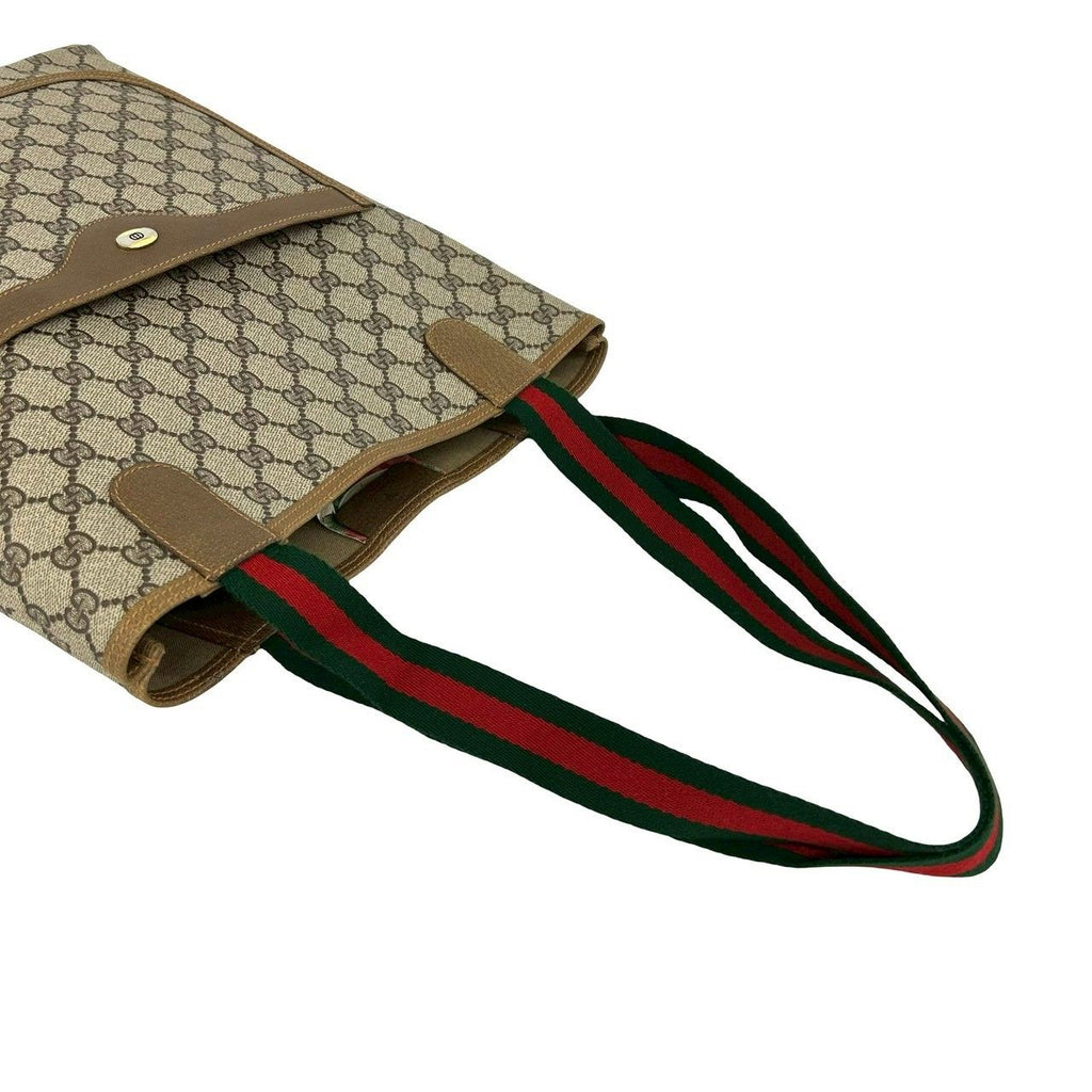 Gucci Vintage Sherry Line GG Logo Leather Tote Brown — view 4