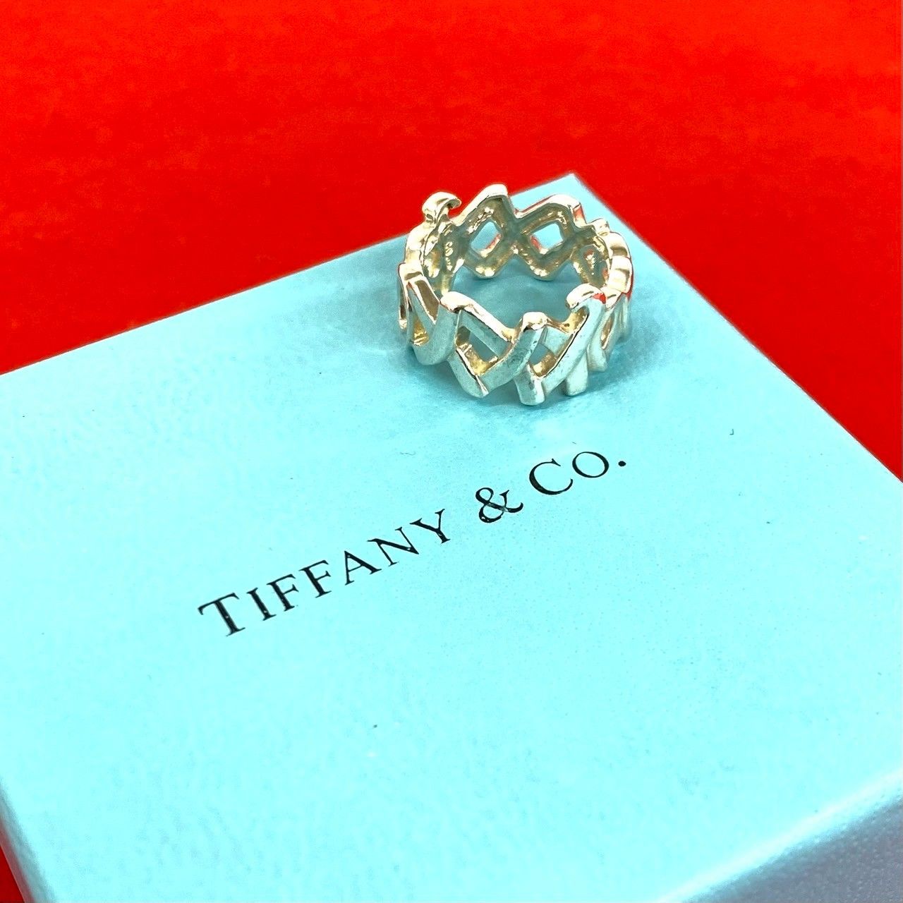 Tiffany & Co Love Kiss Ring 925 Sterling Silver