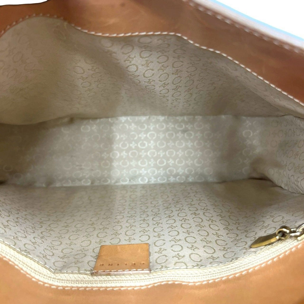 Celine C Macadam Blason Triomphe Logo Leather Shoulder Bag Brown Camel — view 9