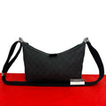 Gucci GG Canvas Pattern Logo Leather Shoulder Bag Pochette Crossbody Black