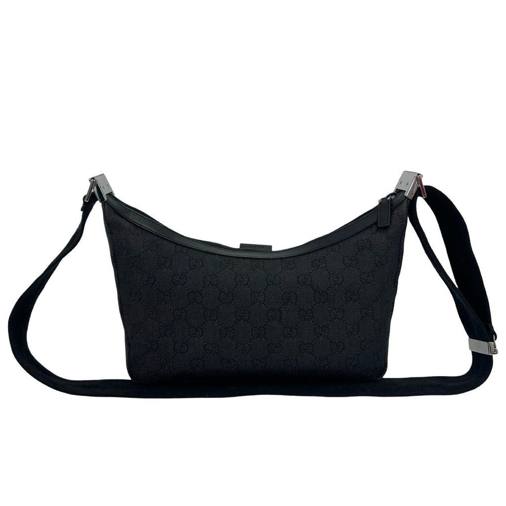 Gucci GG Canvas Pattern Logo Leather Shoulder Bag Pochette Crossbody Black — view 3