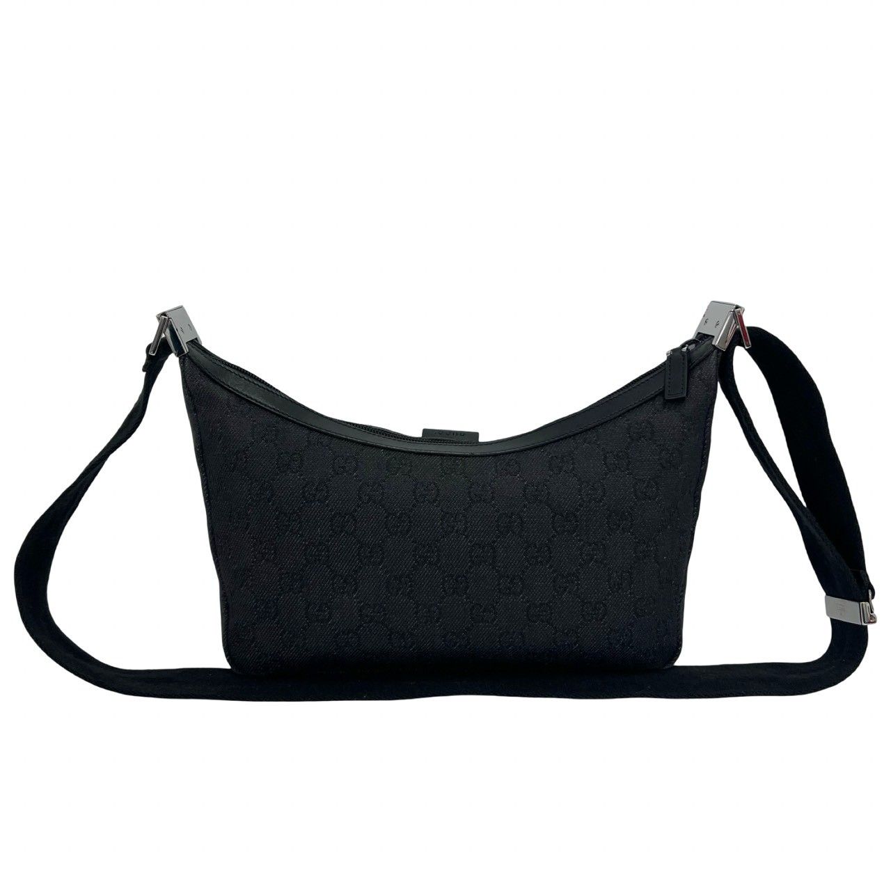 Gucci GG Canvas Pattern Logo Leather Shoulder Bag Pochette Crossbody Black — view 3