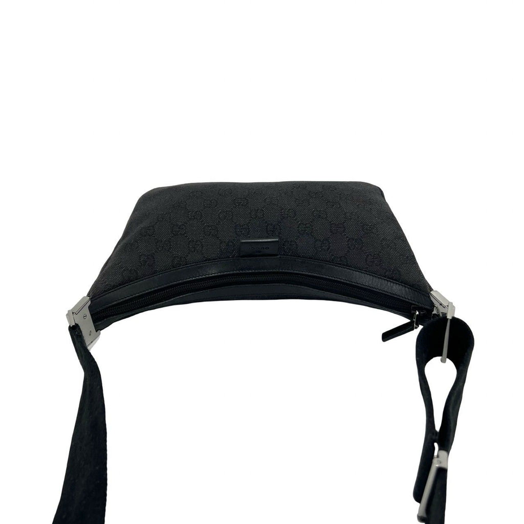 Gucci GG Canvas Pattern Logo Leather Shoulder Bag Pochette Crossbody Black — view 4