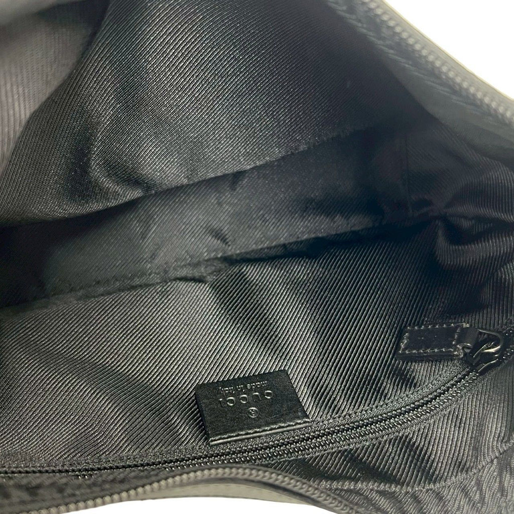 Gucci GG Canvas Pattern Logo Leather Shoulder Bag Pochette Crossbody Black — view 9