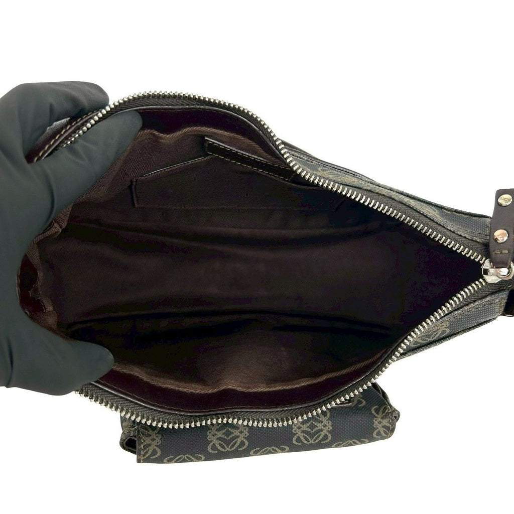 Loewe Anagram Logo All Over Pattern Leather Shoulder Bag Brown — view 9