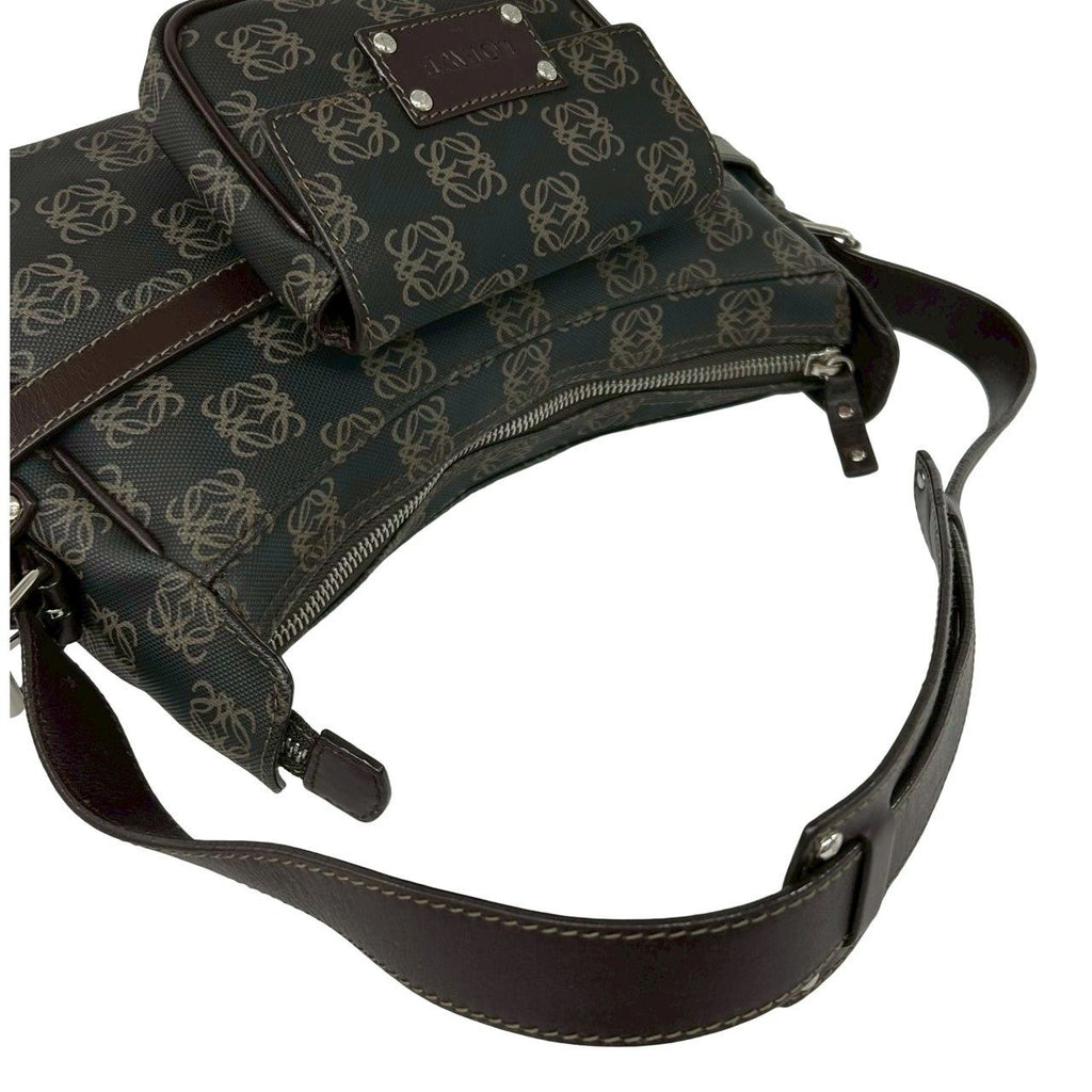 Loewe Anagram Logo All Over Pattern Leather Shoulder Bag Brown — view 4
