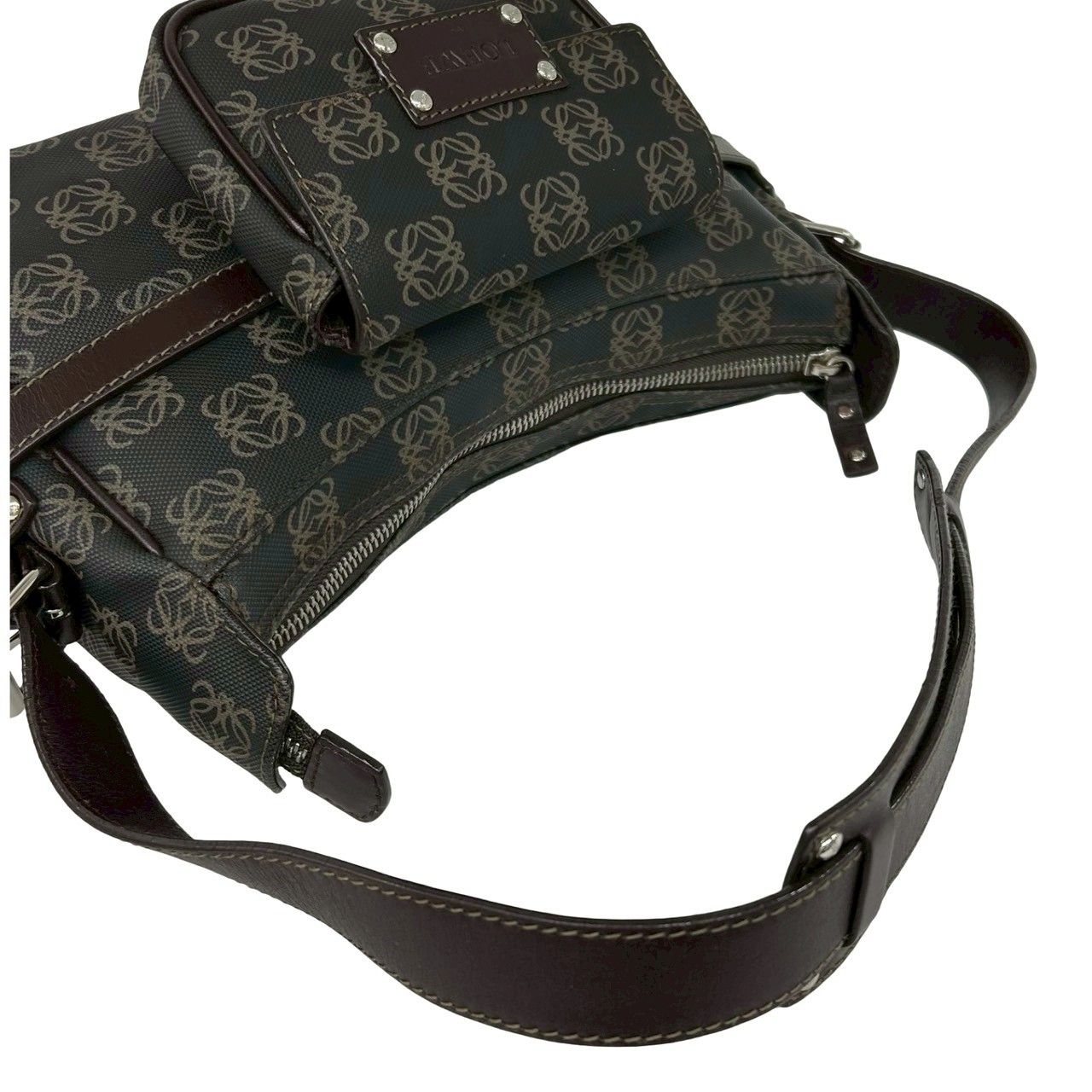 Loewe Anagram Logo All Over Pattern Leather Shoulder Bag Brown — view 4
