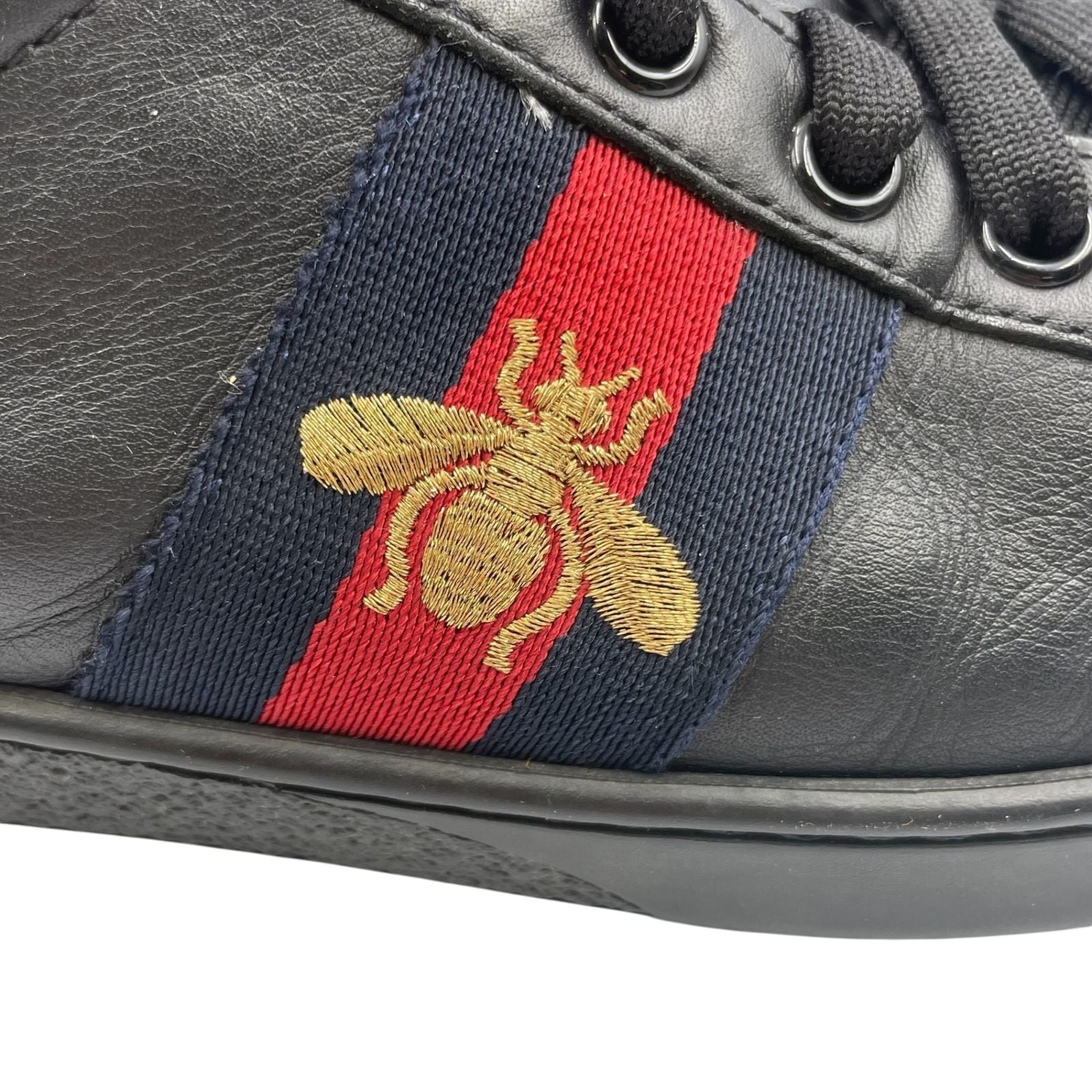 Gucci Sneakers Leather Bee Embroidery Bee Sherry Line Black — view 7