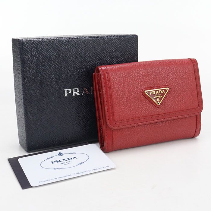 Prada Triangle Leather Wallet Vitello Phoenix Bifold Calf