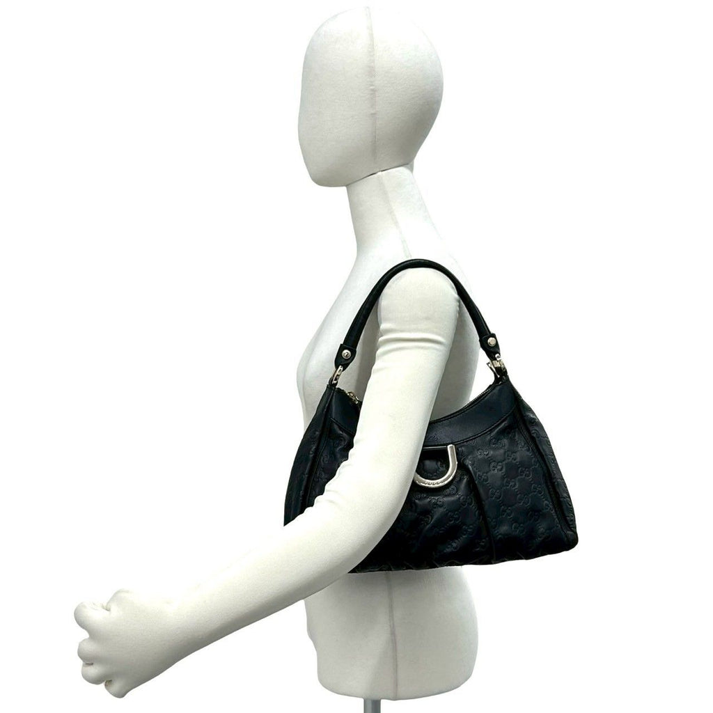 Gucci Guccissima Abbey GG Logo Pattern Leather Shoulder Bag Black — view 2