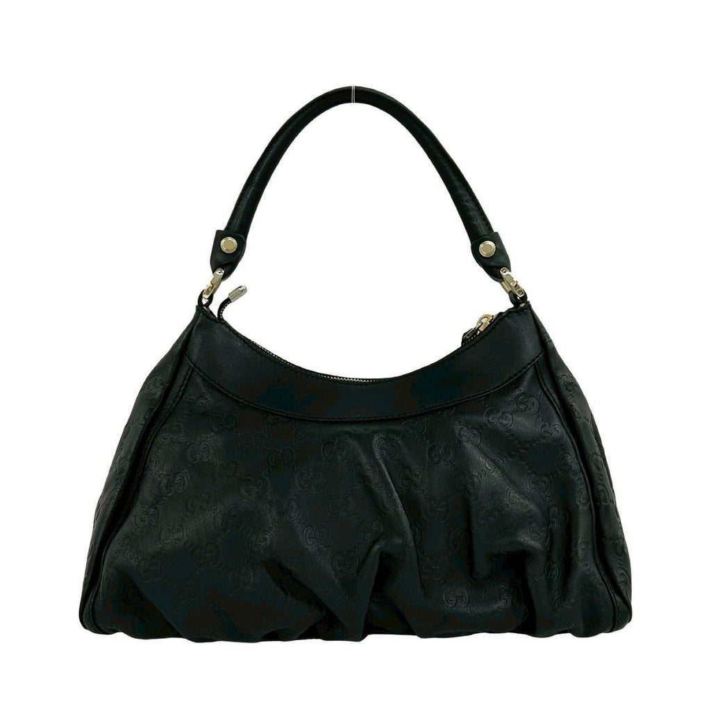 Gucci Guccissima Abbey GG Logo Pattern Leather Shoulder Bag Black — view 3