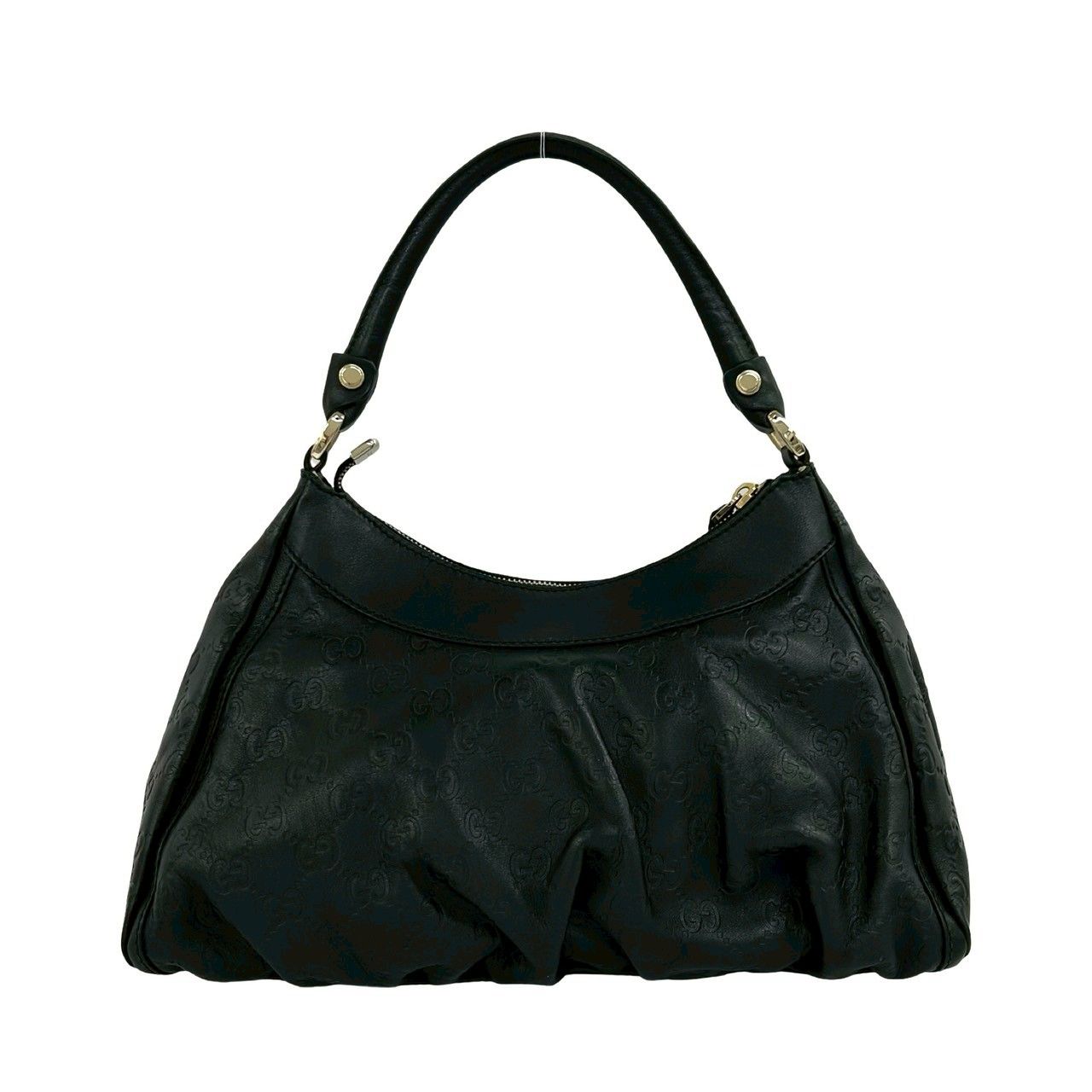 Gucci Guccissima Abbey GG Logo Pattern Leather Shoulder Bag Black — view 3