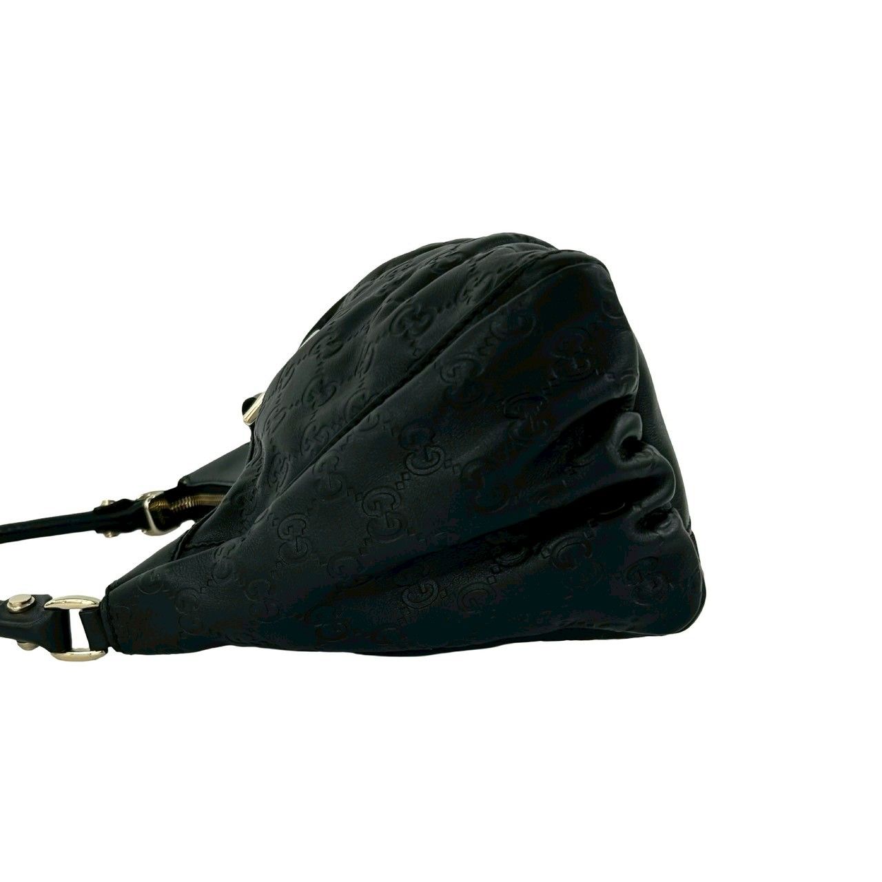 Gucci Guccissima Abbey GG Logo Pattern Leather Shoulder Bag Black — view 5