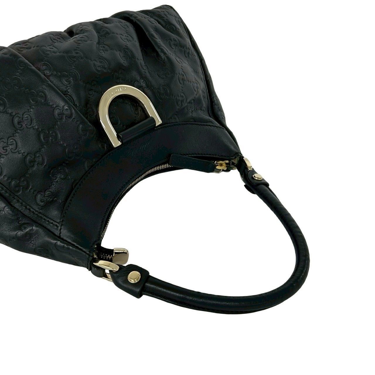 Gucci Guccissima Abbey GG Logo Pattern Leather Shoulder Bag Black — view 4