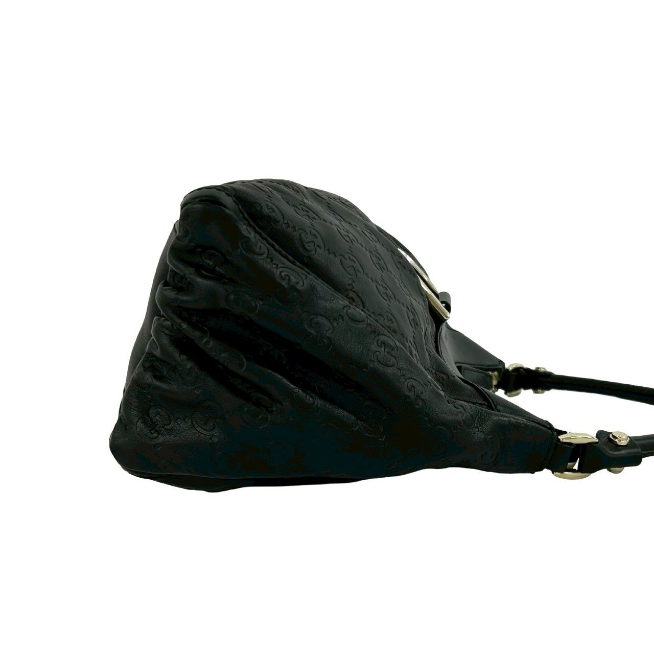 Gucci Guccissima Abbey GG Logo Pattern Leather Shoulder Bag Black — view 6