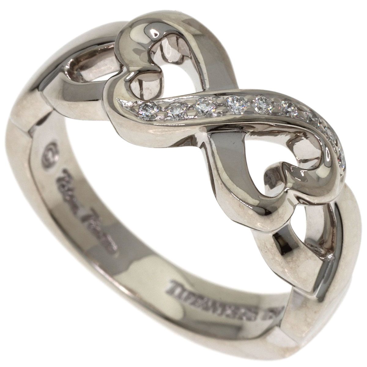 Tiffany & Co Double Loving Heart Diamond Ring 18k White Gold