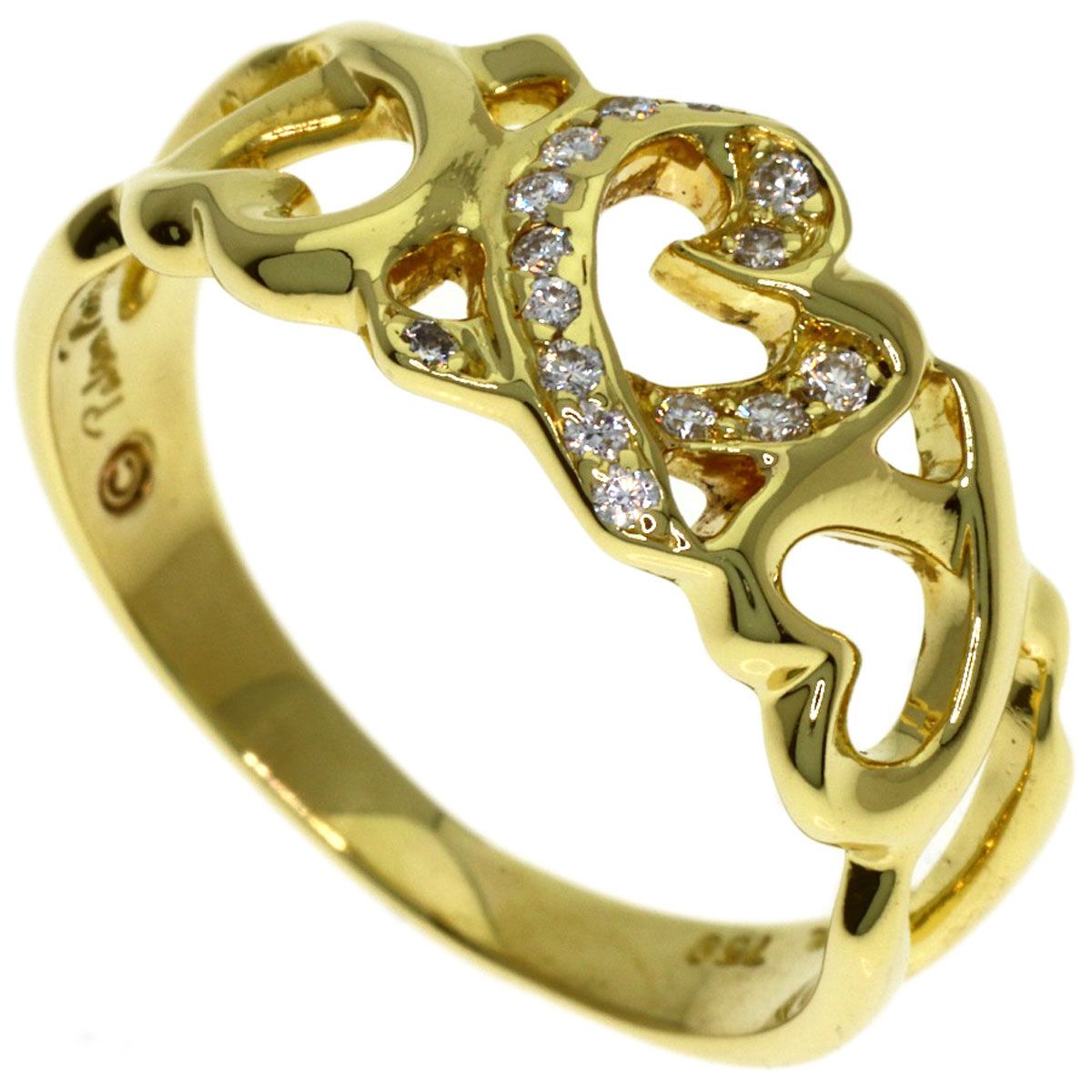 Tiffany & Co Triple Loving Heart Diamond Ring 18k Yellow Gold