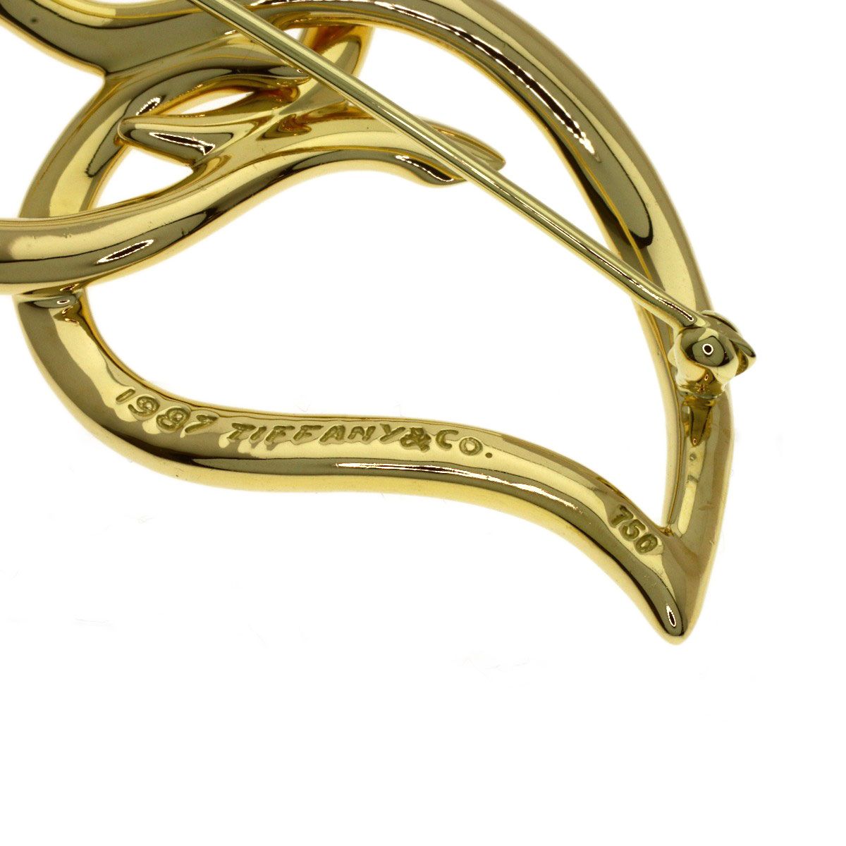 Tiffany & Co Double Leaf Brooch 18k Yellow Gold — view 4