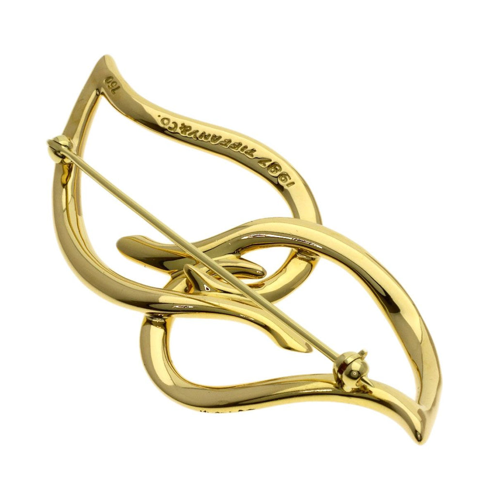 Tiffany & Co Double Leaf Brooch 18k Yellow Gold — view 2