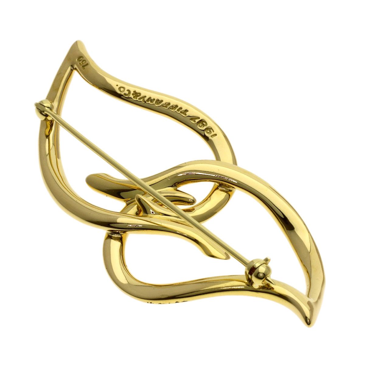 Tiffany & Co Double Leaf Brooch 18k Yellow Gold — view 2