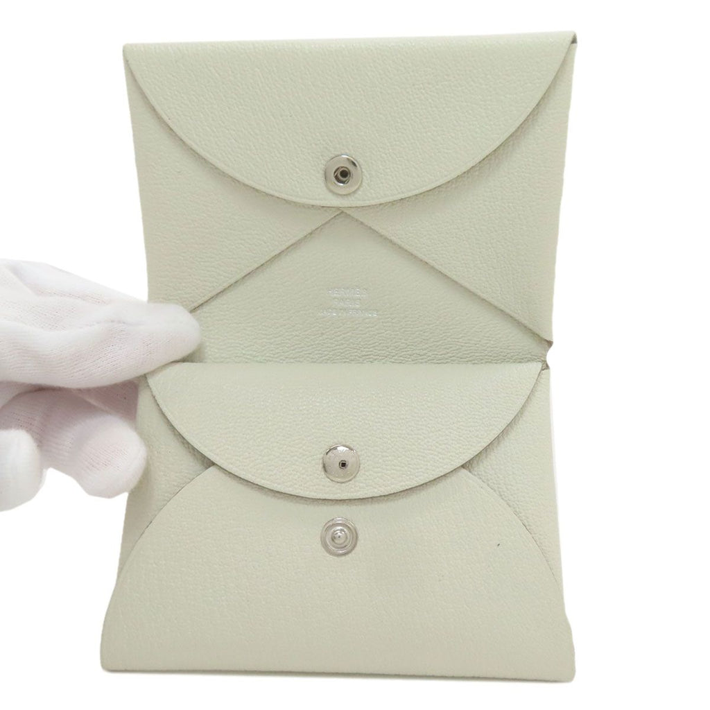 Hermes Calvi Duo Silver Card Case Chevre — view 4