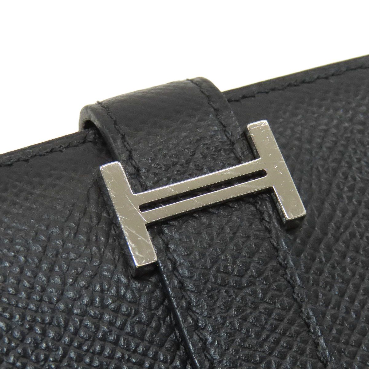 Hermes Bearn Compact Silver Bifold Wallet Epsom — view 9