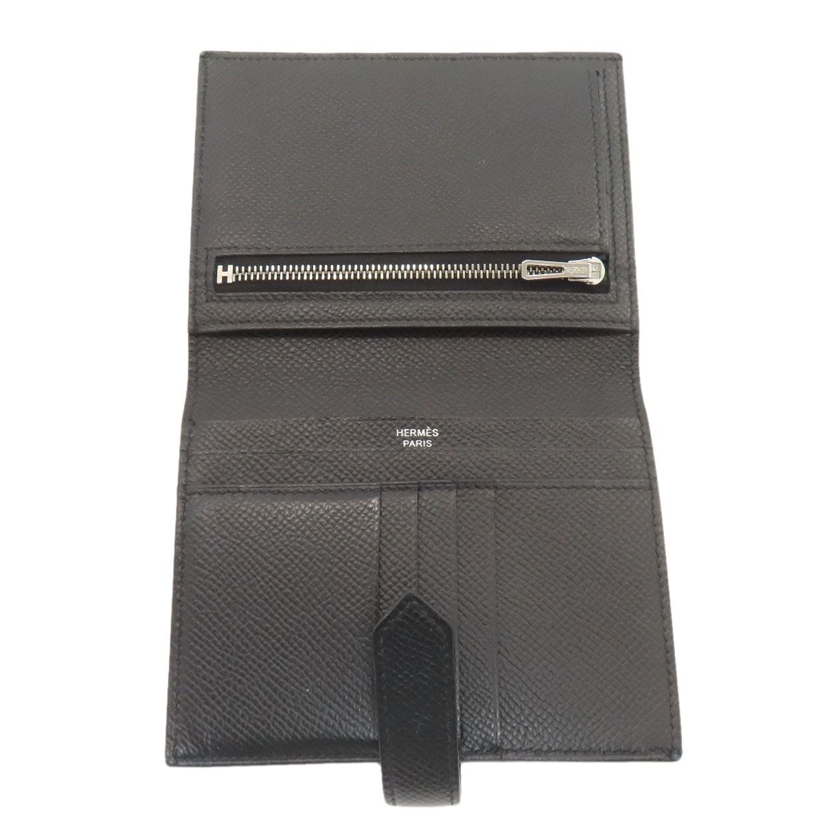 Hermes Bearn Compact Silver Bifold Wallet Epsom — view 4