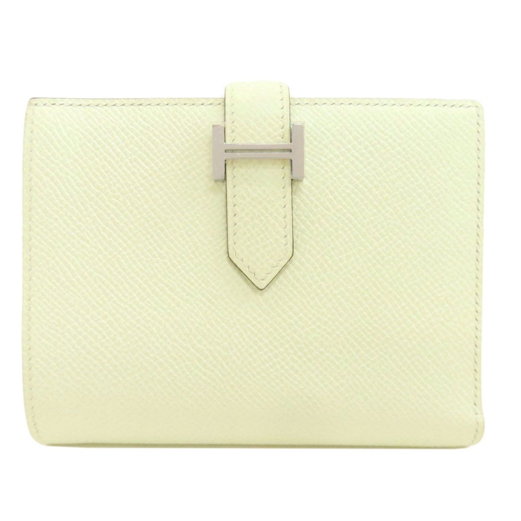 Hermes Bearn Compact Vert Fizz Silver Bifold Wallet Veau Epsom