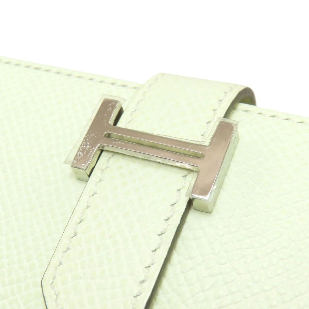 Hermes Bearn Compact Vert Fizz Silver Bifold Wallet Veau Epsom — view 9