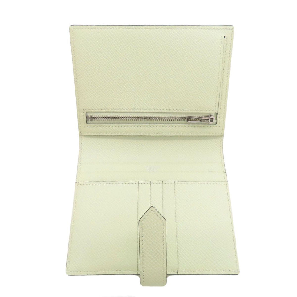 Hermes Bearn Compact Vert Fizz Silver Bifold Wallet Veau Epsom — view 4