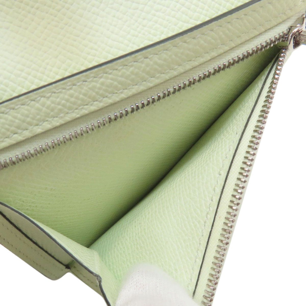 Hermes Bearn Compact Vert Fizz Silver Bifold Wallet Veau Epsom — view 6