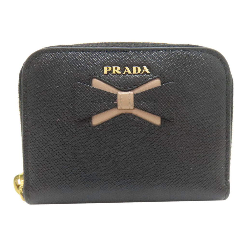 Prada Ribbon Motif Coin Case Saffiano