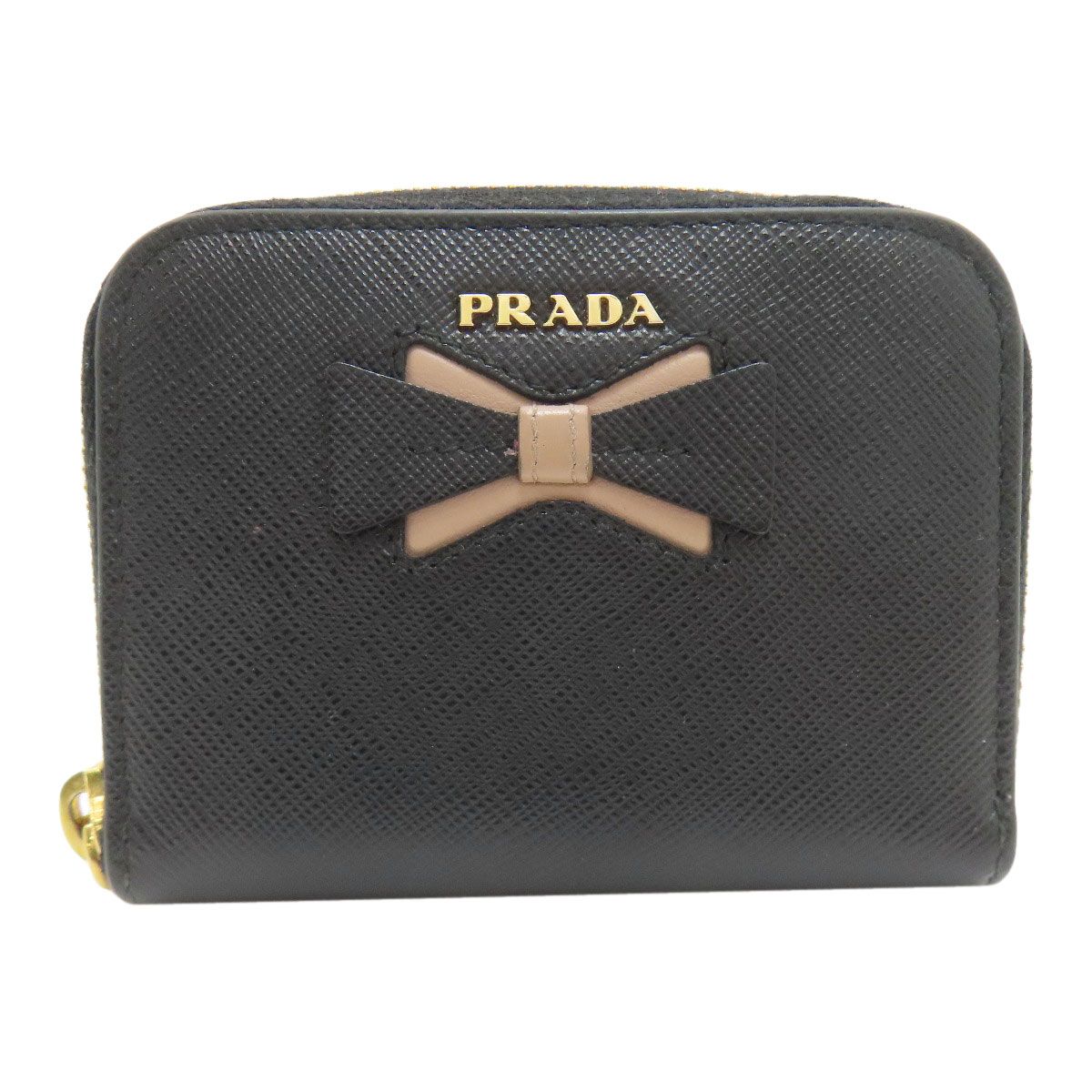 Prada Ribbon Motif Coin Case Saffiano